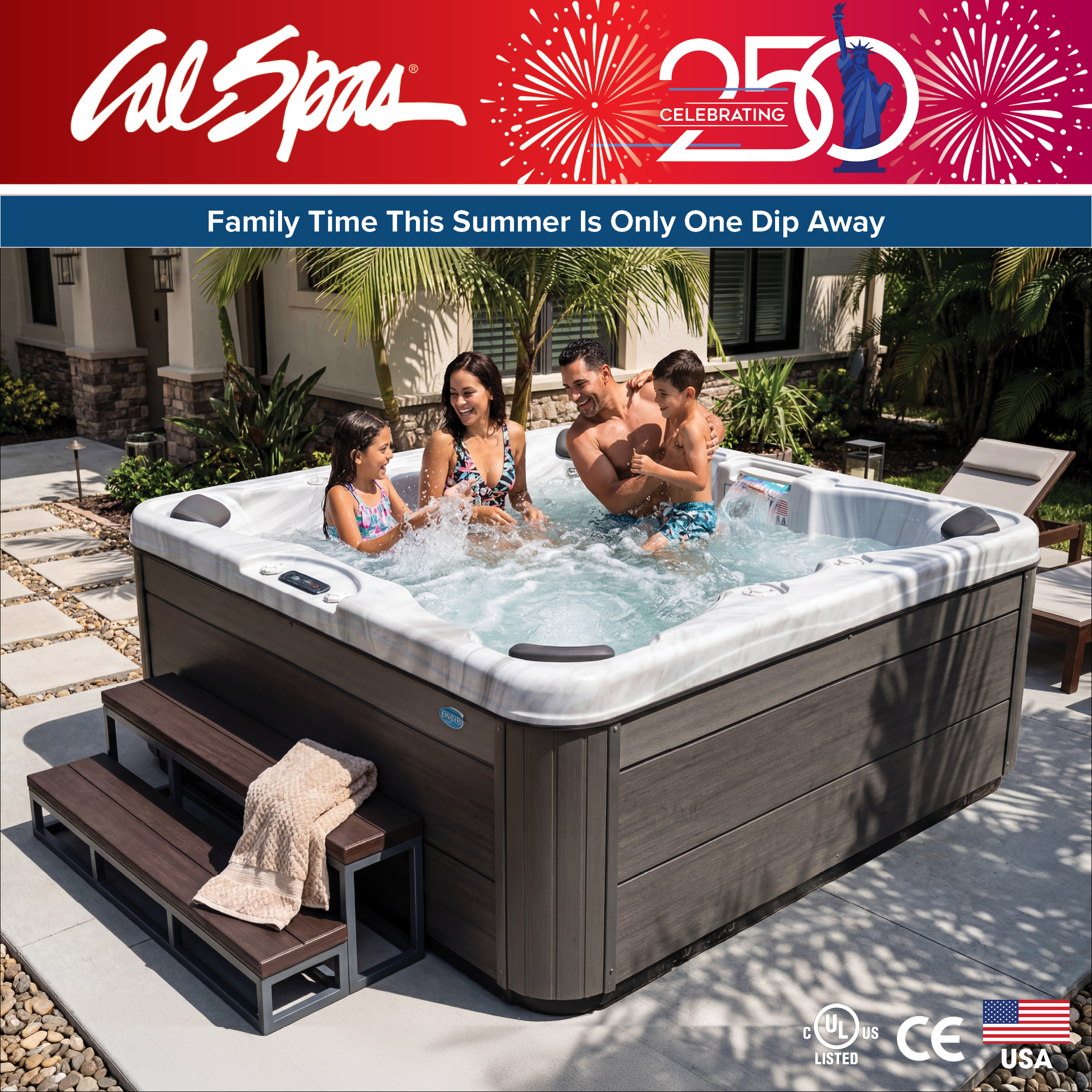 Calspas hot tub being used in a family setting - Smyrna